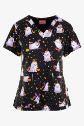 Schwarzer Geister Halloween Damen Stretch Motiv Damen Kasack